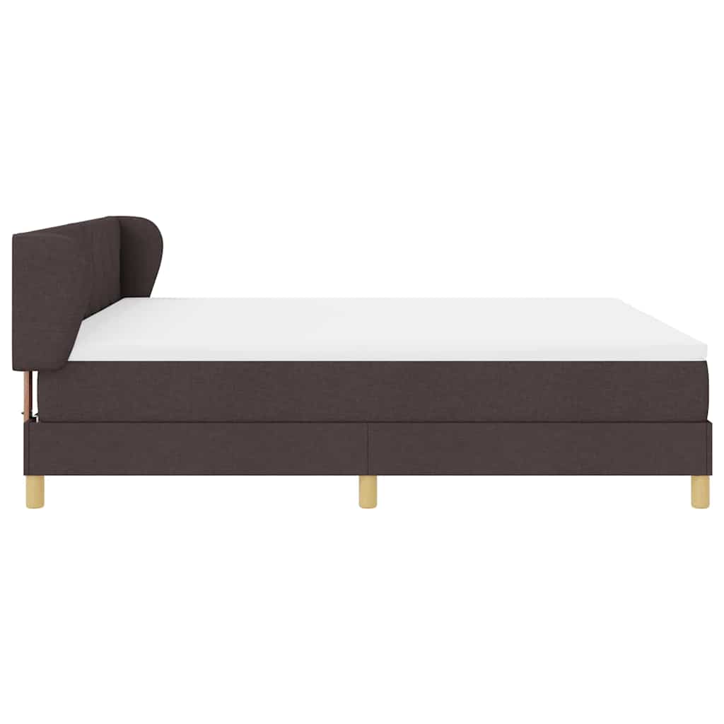 Lit à ressorts avec tête de lit Marron foncé 180 x 200 cm tissu