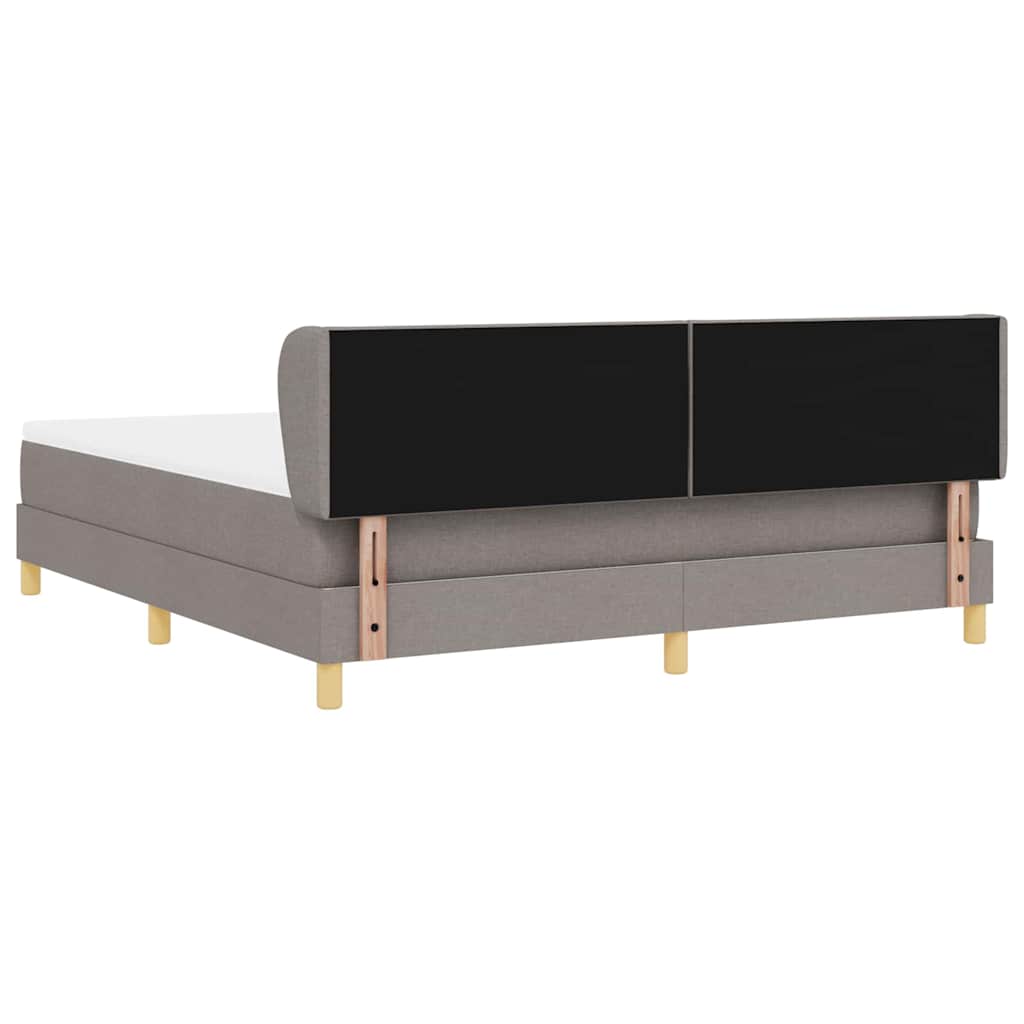 Lit à ressorts avec tête de lit Taupe 180 x 200 cm tissu