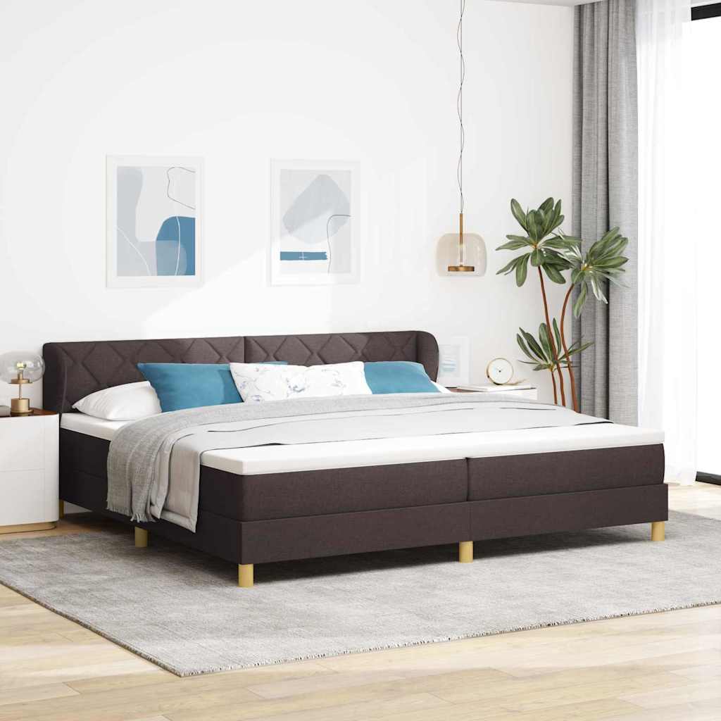 Lit à ressorts avec matelas Marron foncé 200 x 200 cm tissu - XIOS