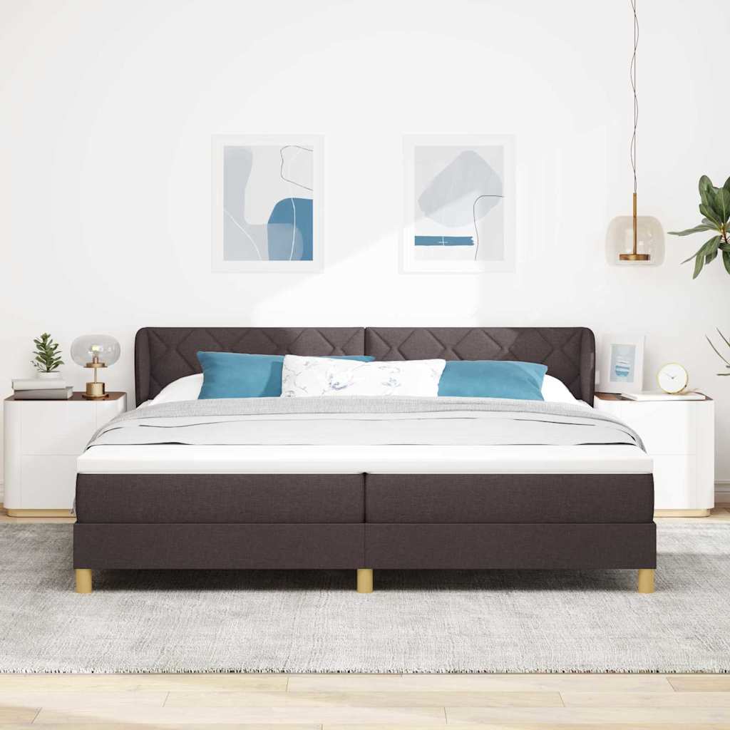 Lit à ressorts avec matelas Marron foncé 200 x 200 cm tissu - XIOS