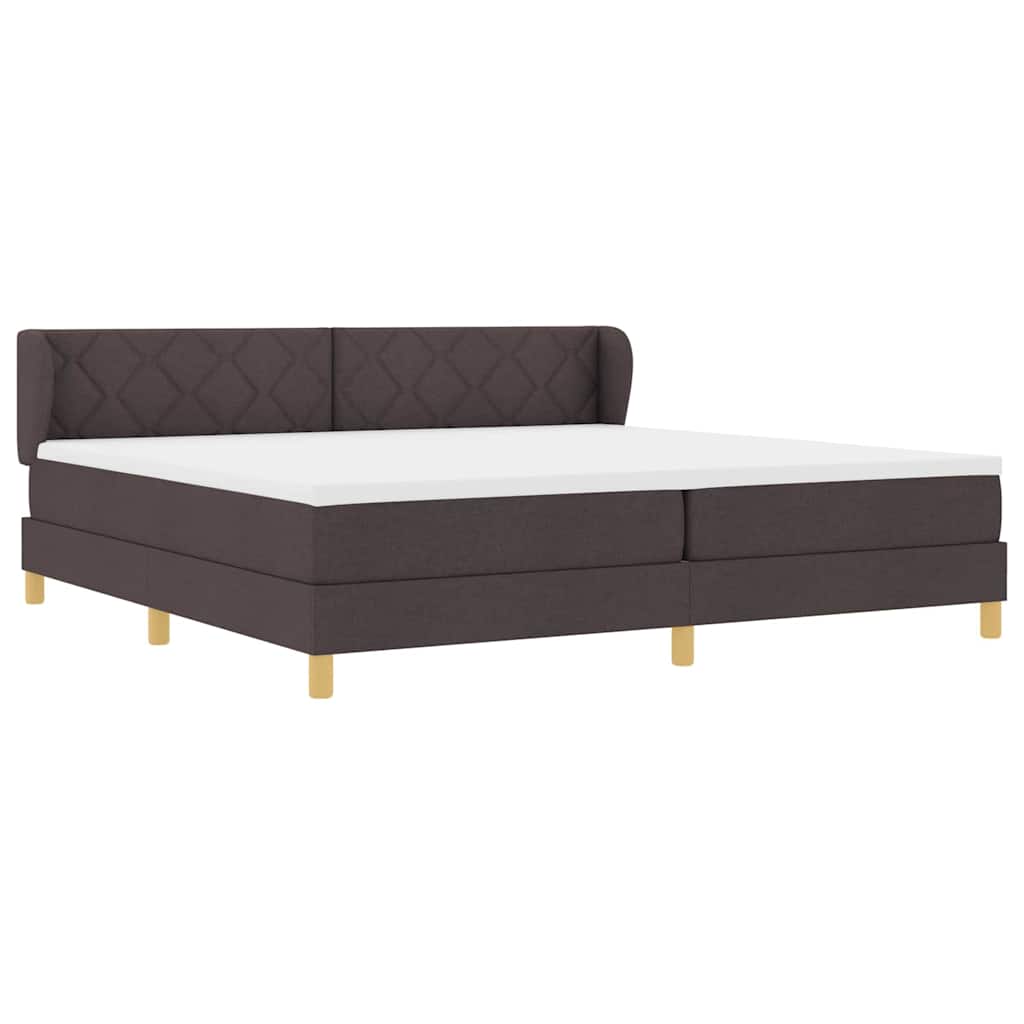 Lit à ressorts avec matelas Marron foncé 200 x 200 cm tissu - XIOS