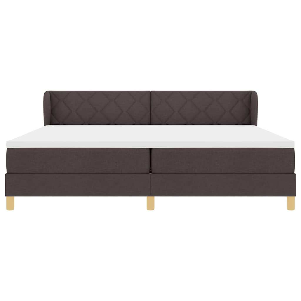 Lit à ressorts avec matelas Marron foncé 200 x 200 cm tissu - XIOS