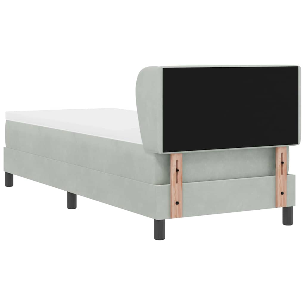 Lit à ressorts avec tête de lit Gris clair 80 x 200 cm Velours - XIOS