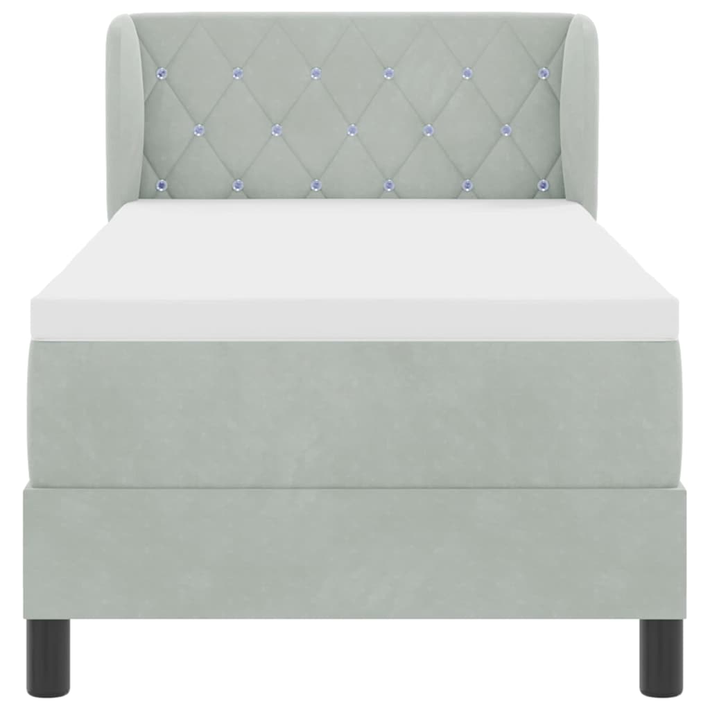 Lit à ressorts avec matelas gris foncé 80x200 cm en velours - XIOS