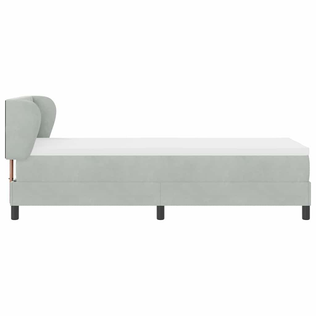 Lit à ressorts avec tête de lit Gris clair 80 x 200 cm Velours - XIOS