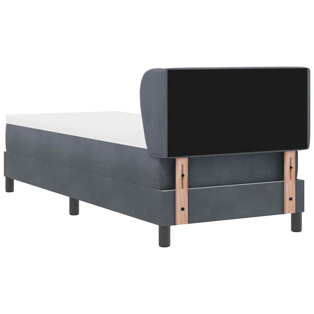Lit à ressorts avec tête de lit Gris foncé 80 x 200 cm Velours - XIOS