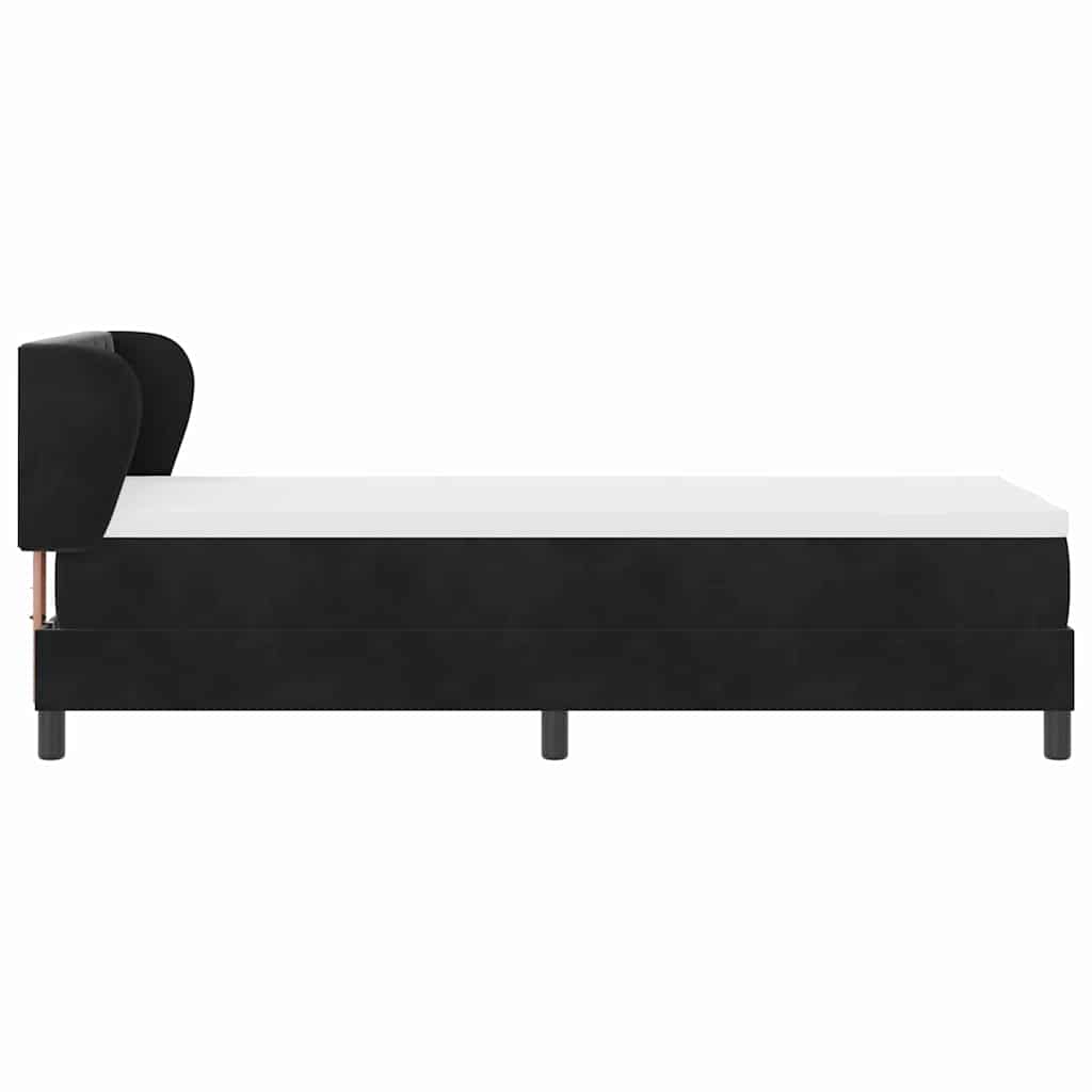 Lit à ressorts avec tête de lit Noir 80 x 200 cm Velours - XIOS