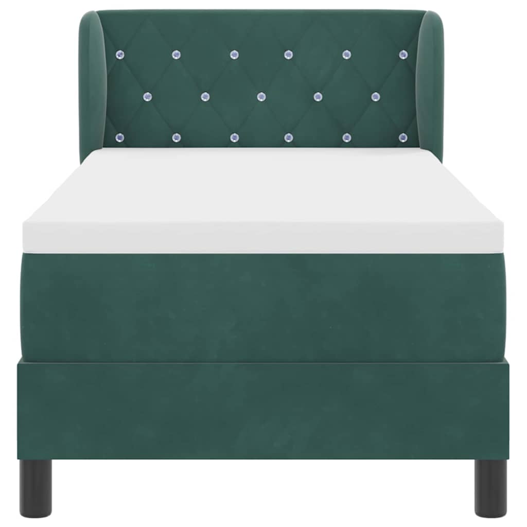 Lit à ressorts avec tête de lit Vert foncé 80 x 200 cm Velours - XIOS