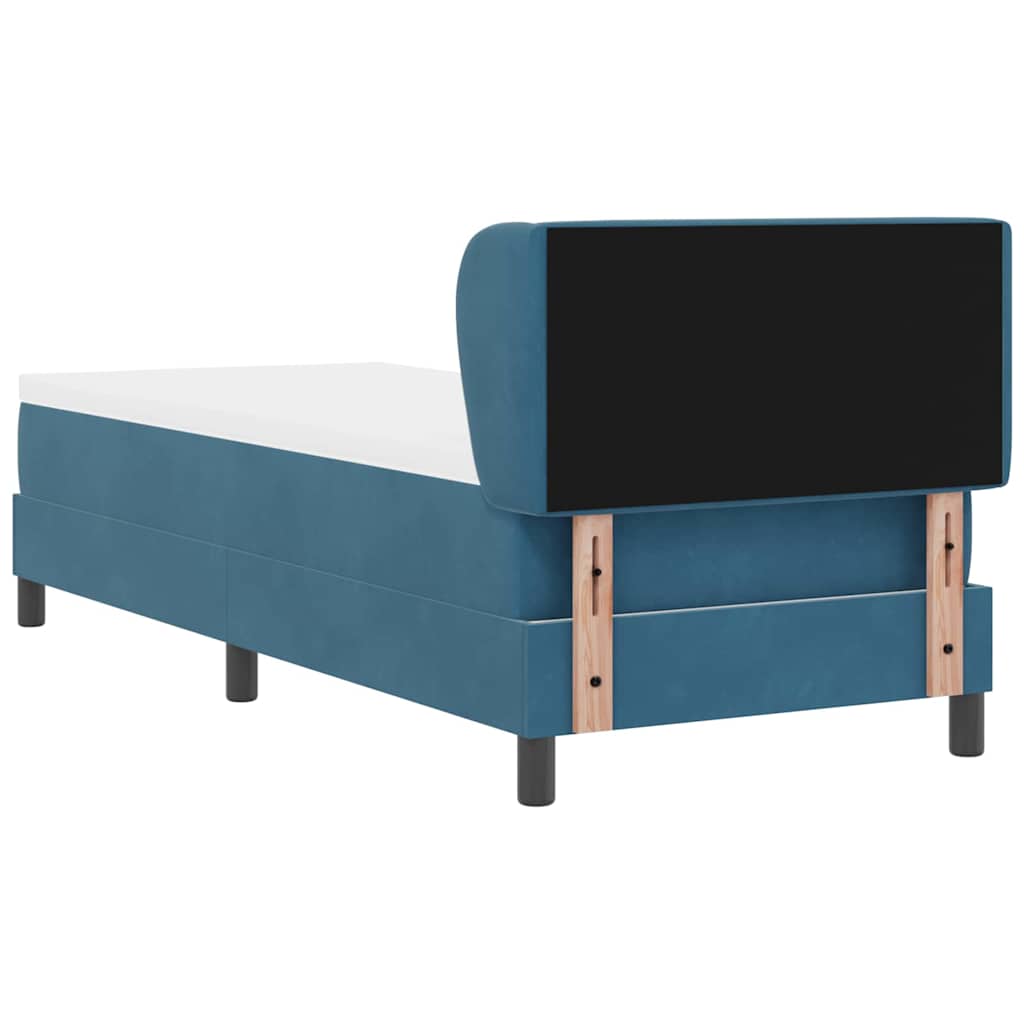 Lit à ressorts avec tête de lit Bleu foncé 80 x 200 cm Velours - XIOS