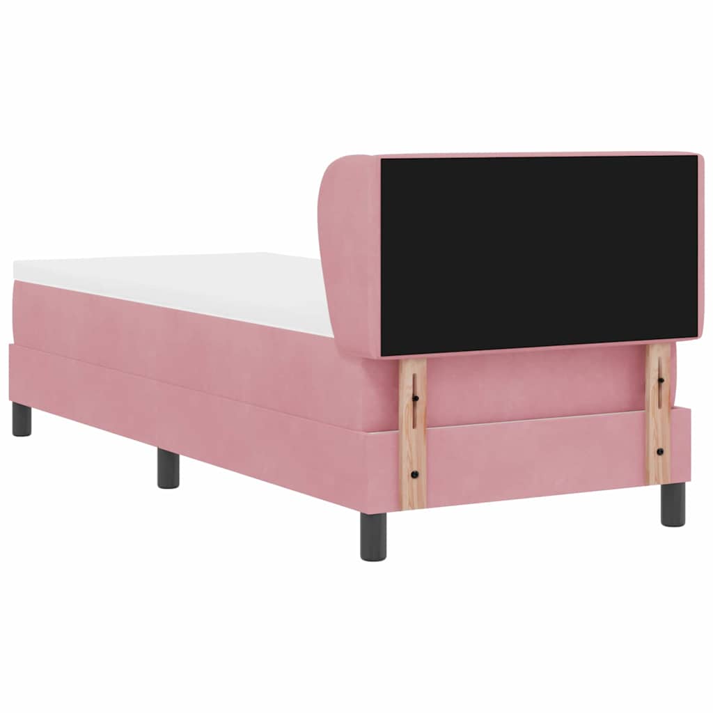Lit à ressorts avec tête de lit Rose 80 x 200 cm Velours - XIOS