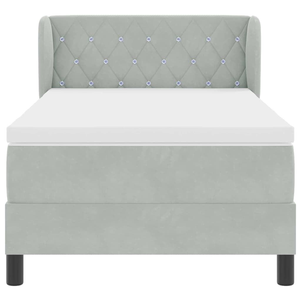 Lit à ressorts avec matelas gris foncé 80x200 cm en velours - XIOS