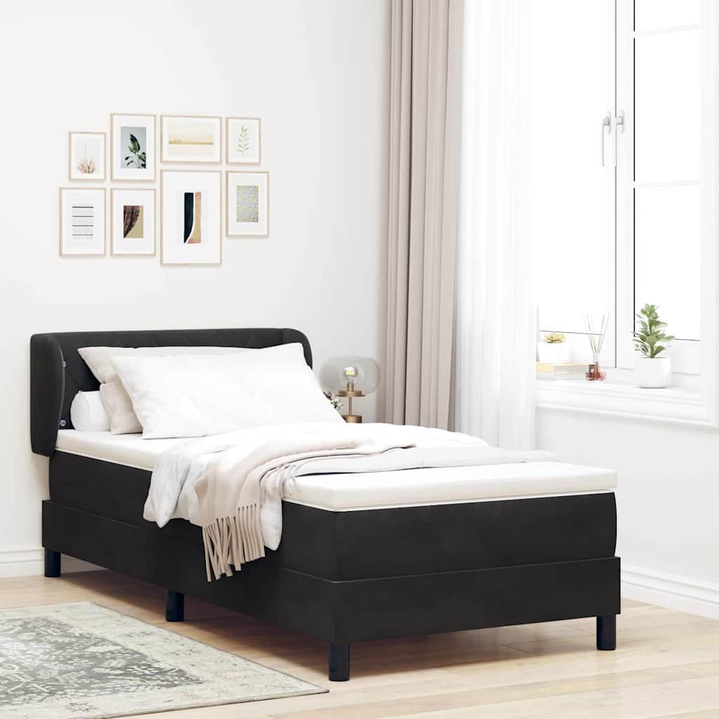 Lit à ressorts avec matelas gris foncé 80x200 cm en velours - XIOS