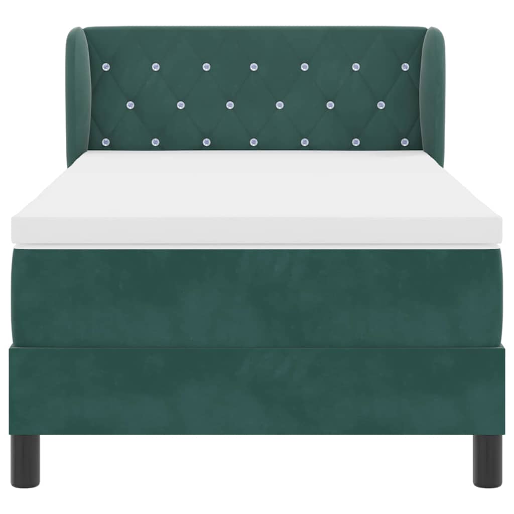 Lit à ressorts avec tête de lit Vert foncé 90 x 190 cm Velours - XIOS