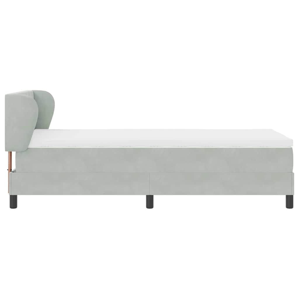 Lit à ressorts avec tête de lit Gris clair 90 x 200 cm Velours - XIOS