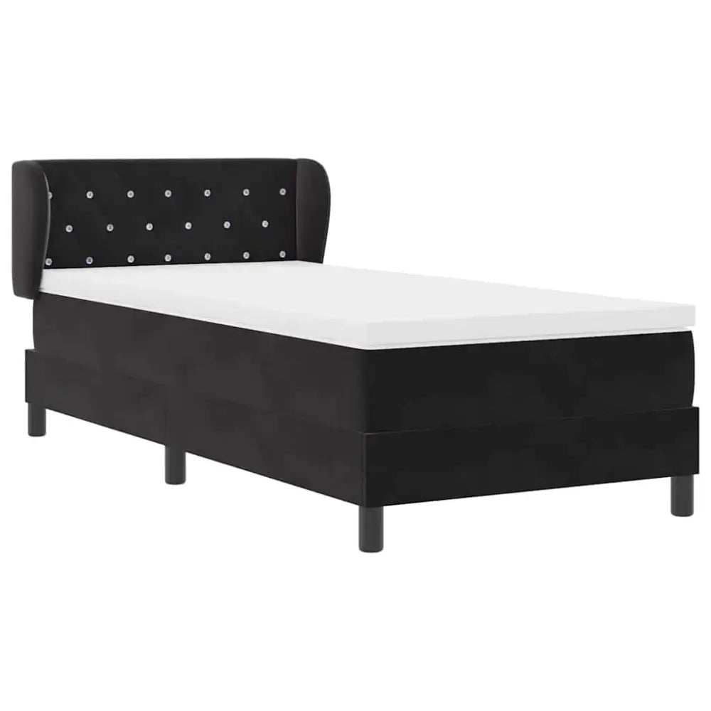 Lit à ressorts avec tête de lit Noir 90 x 200 cm Velours - XIOS Store SNC
