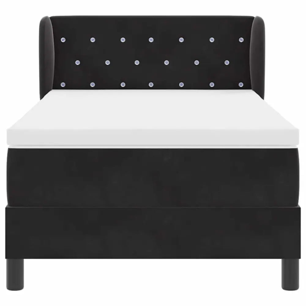 Lit à ressorts avec tête de lit Noir 90 x 200 cm Velours - XIOS Store SNC