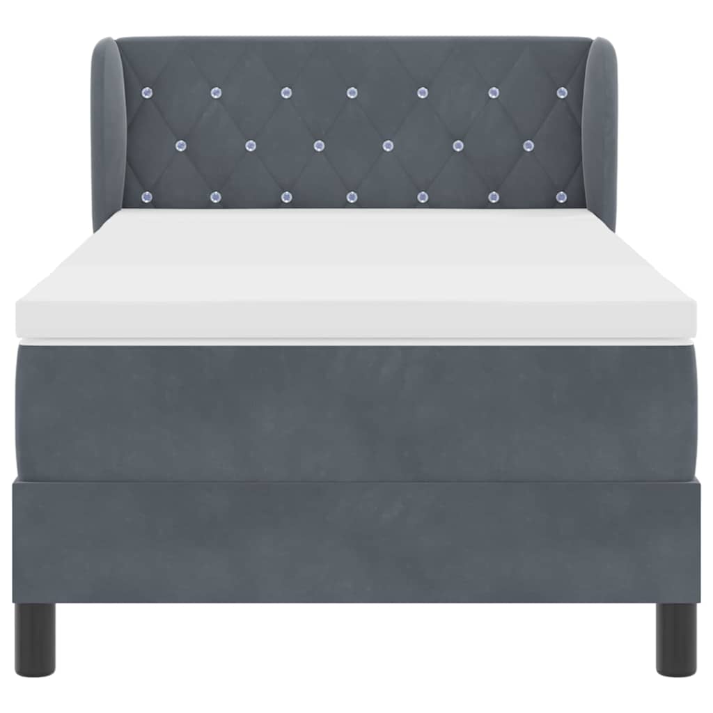 Lit à ressorts avec matelas Gris foncé 100 x 200 cm Velours - XIOS