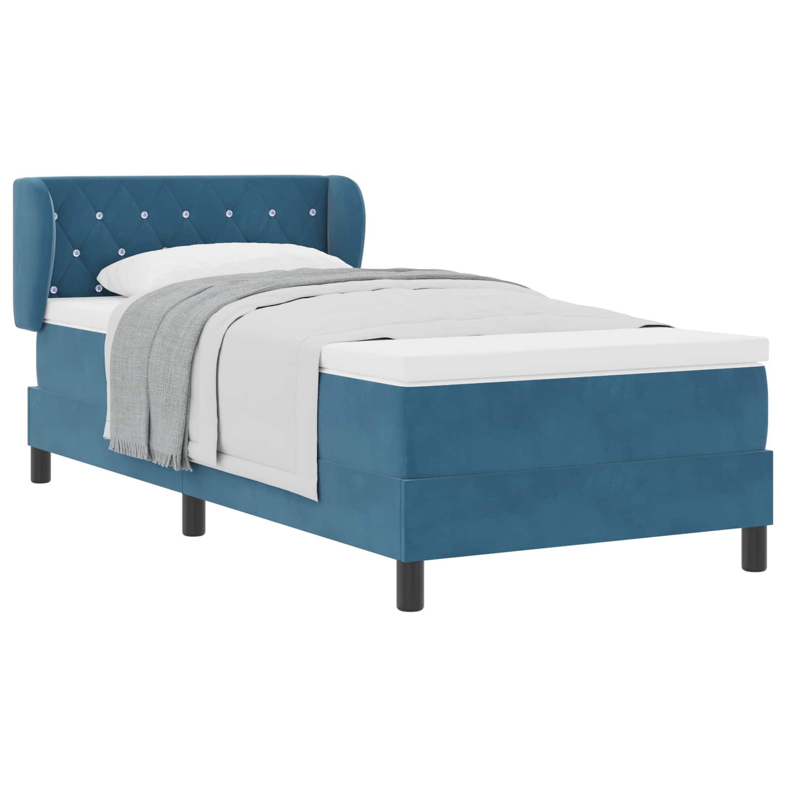 Lit à ressorts avec matelas Bleu foncé 100 x 200 cm Velours - XIOS