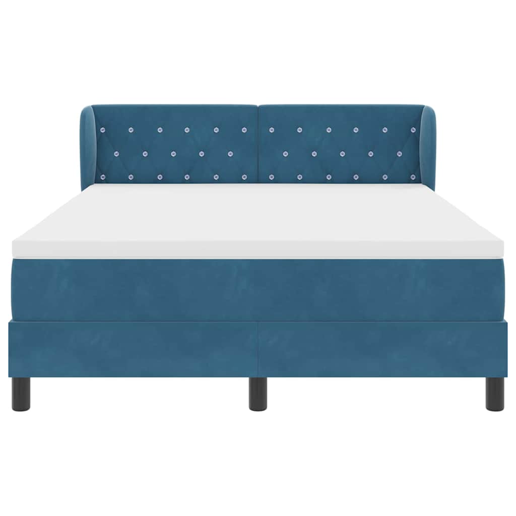 Lit à ressorts avec tête de lit Bleu foncé 140 x 190 cm Velours - XIOS