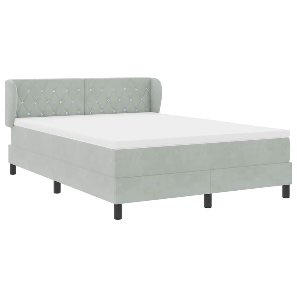Lit à ressorts avec matelas gris foncé 80x200 cm en velours - XIOS
