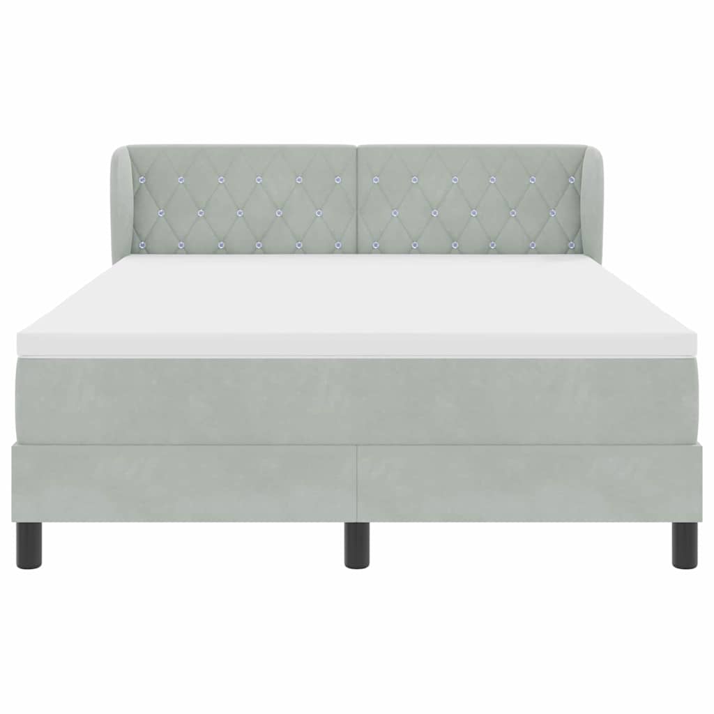 Lit à ressorts avec matelas gris foncé 80x200 cm en velours - XIOS