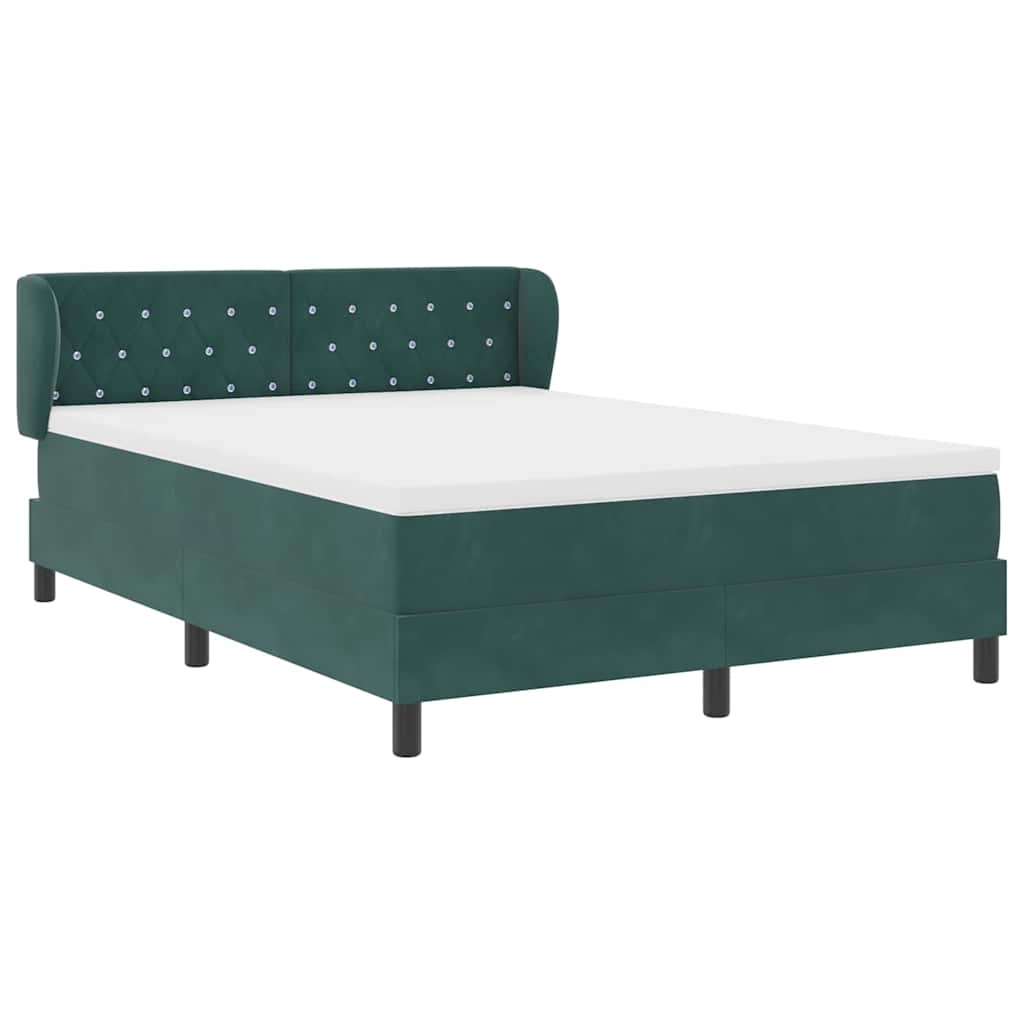 Lit à ressorts avec tête de lit Vert foncé 140 x 200 cm Velours - XIOS