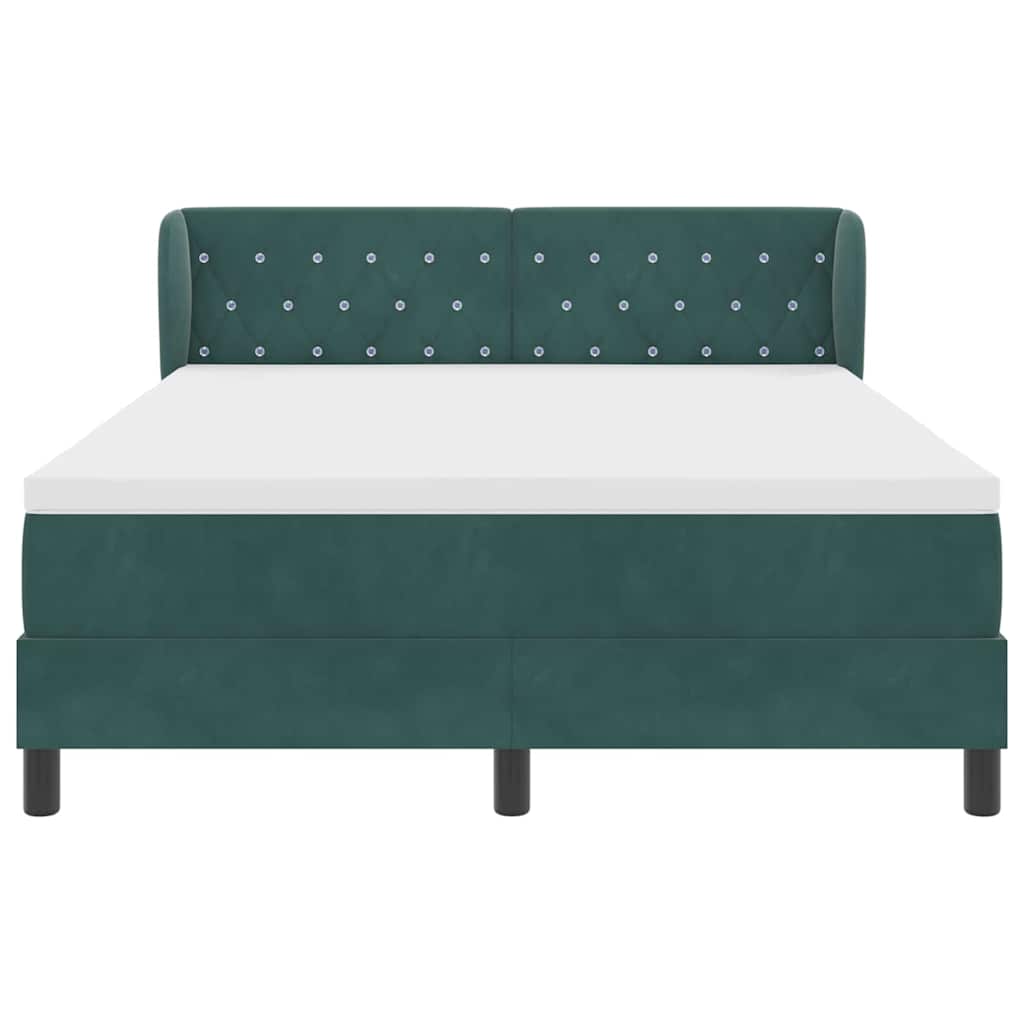 Lit à ressorts avec tête de lit Vert foncé 140 x 200 cm Velours - XIOS