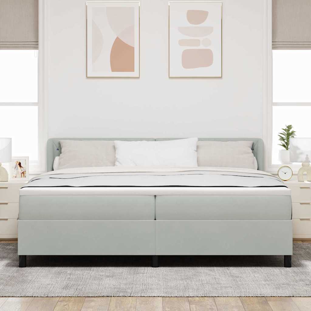 Lit à ressorts avec matelas Gris clair 200 x 200 cm Velours