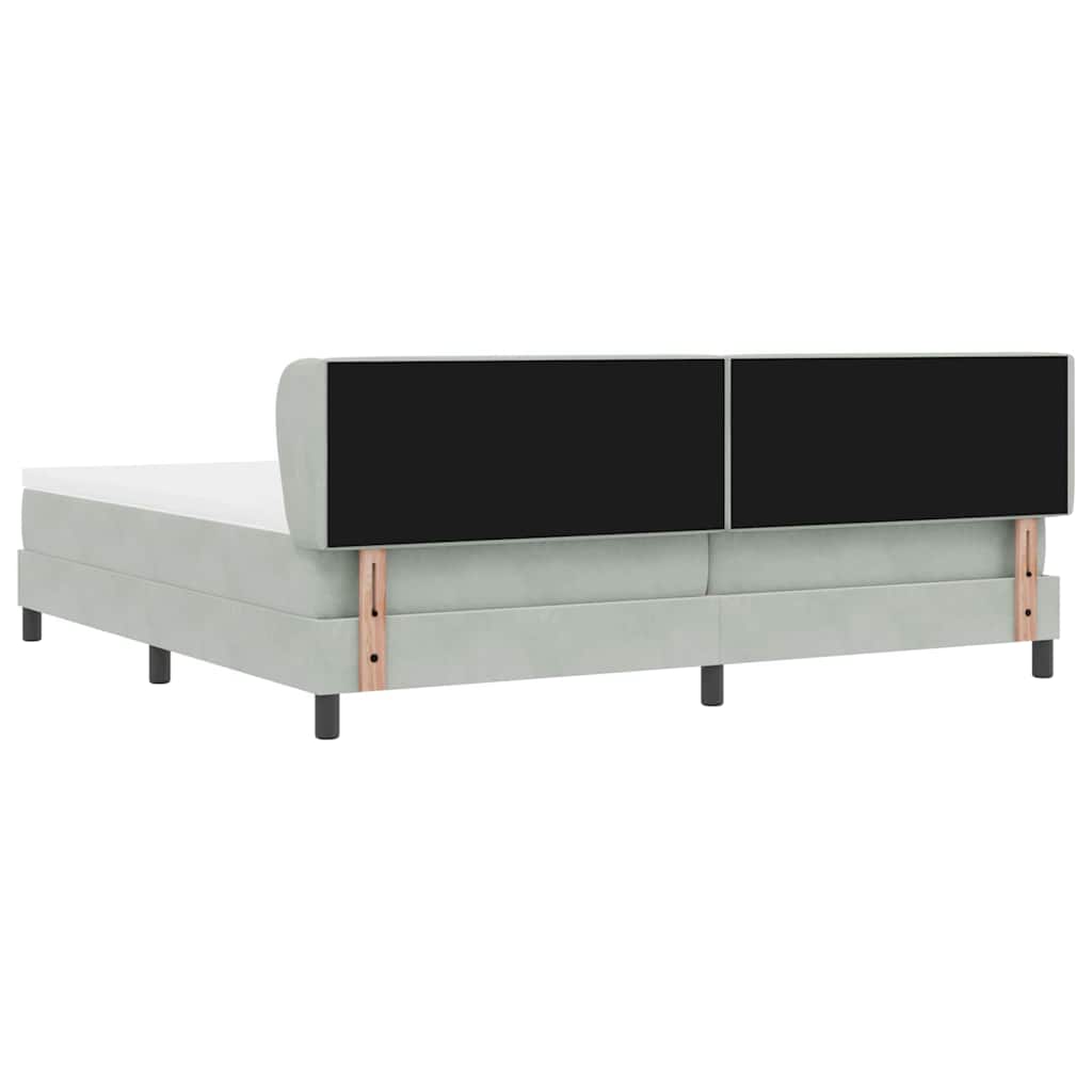 Lit à ressorts avec matelas Gris clair 200 x 200 cm Velours