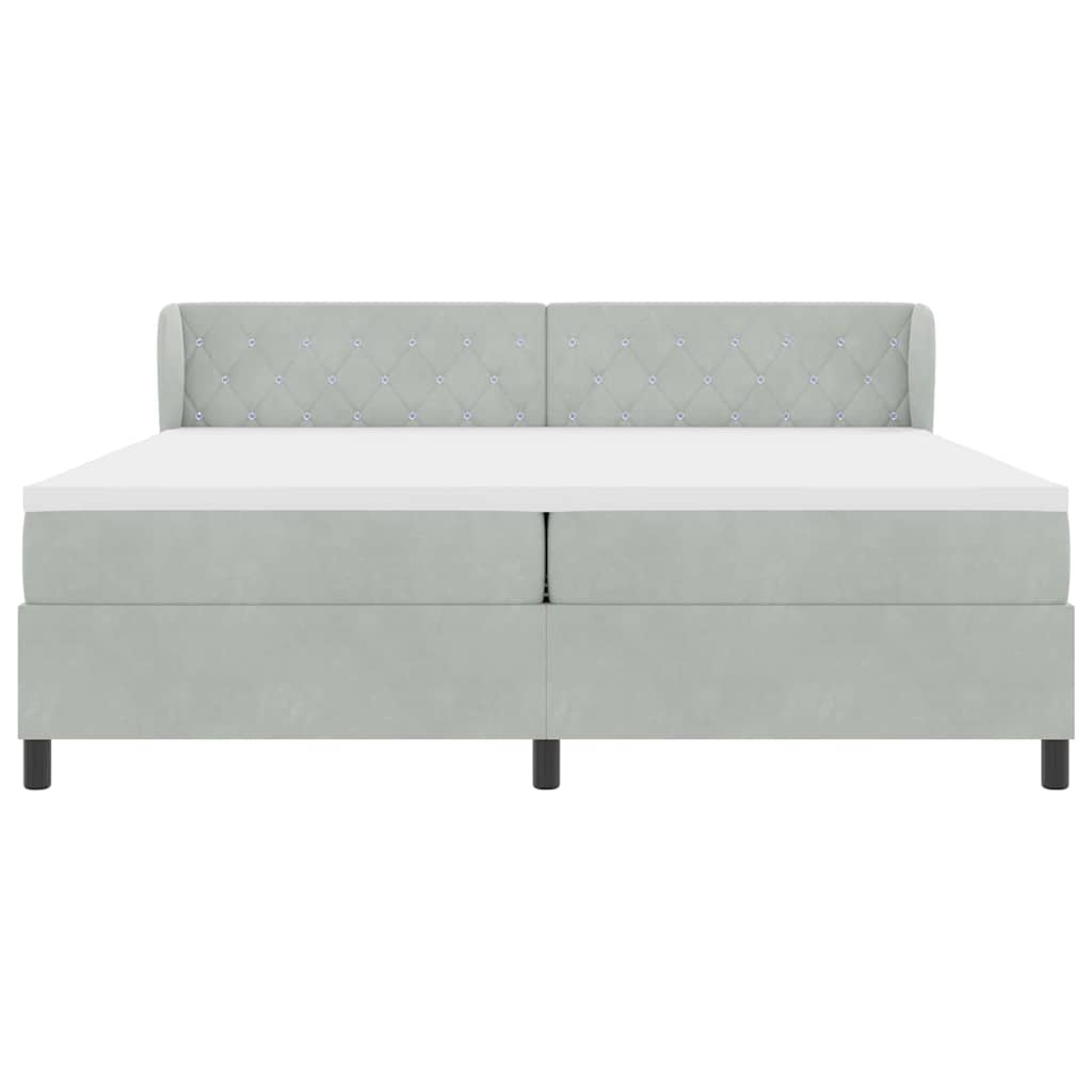 Lit à ressorts avec matelas Gris clair 200 x 200 cm Velours