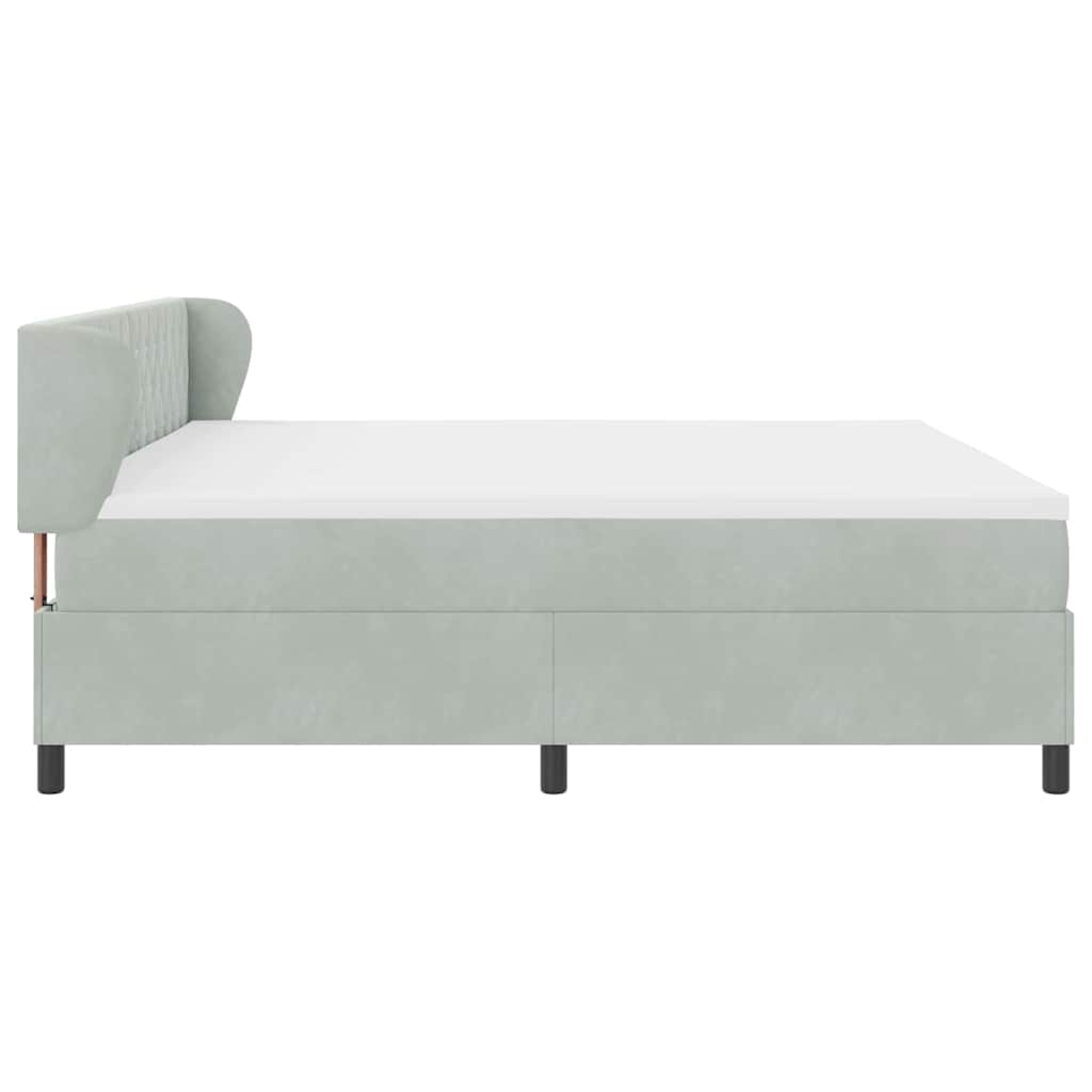 Lit à ressorts avec matelas Gris clair 200 x 200 cm Velours
