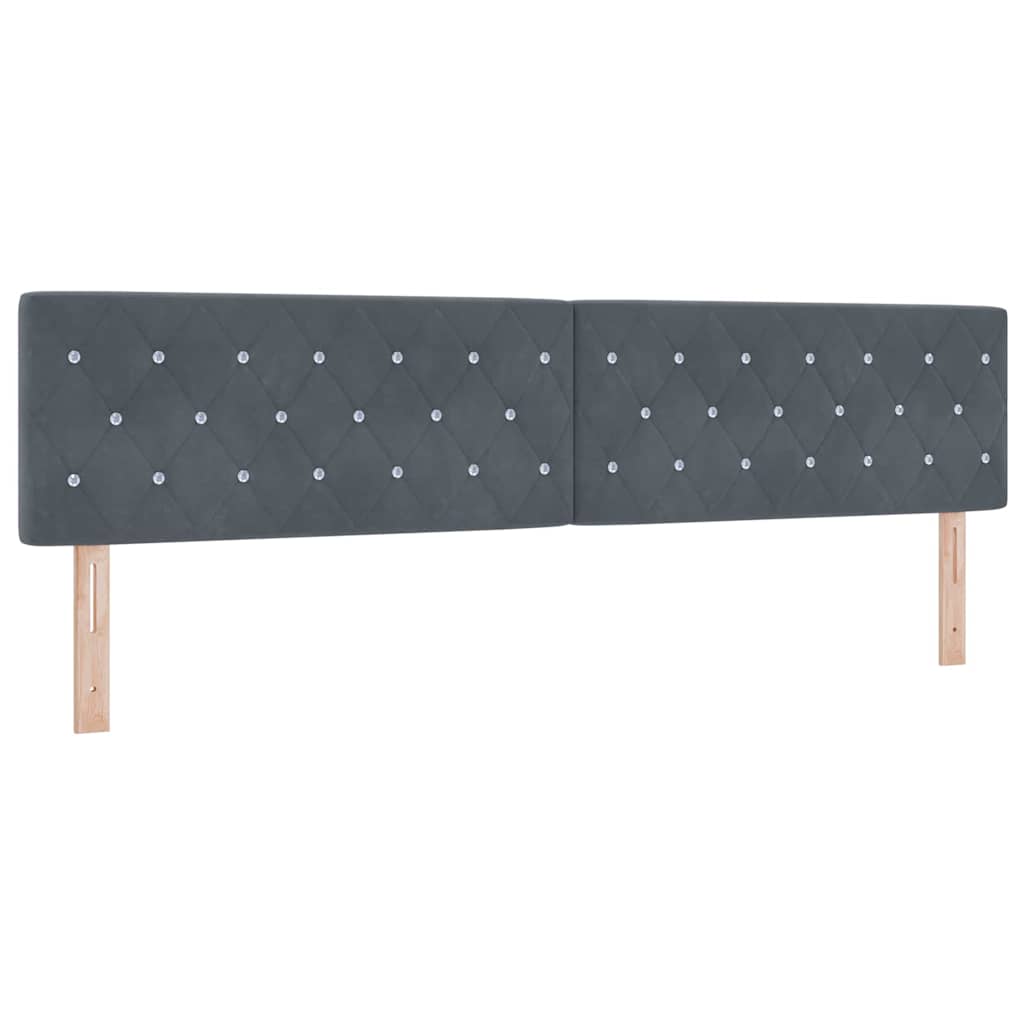 Lit à ressorts avec matelas Gris foncé 200 x 200 cm Velours