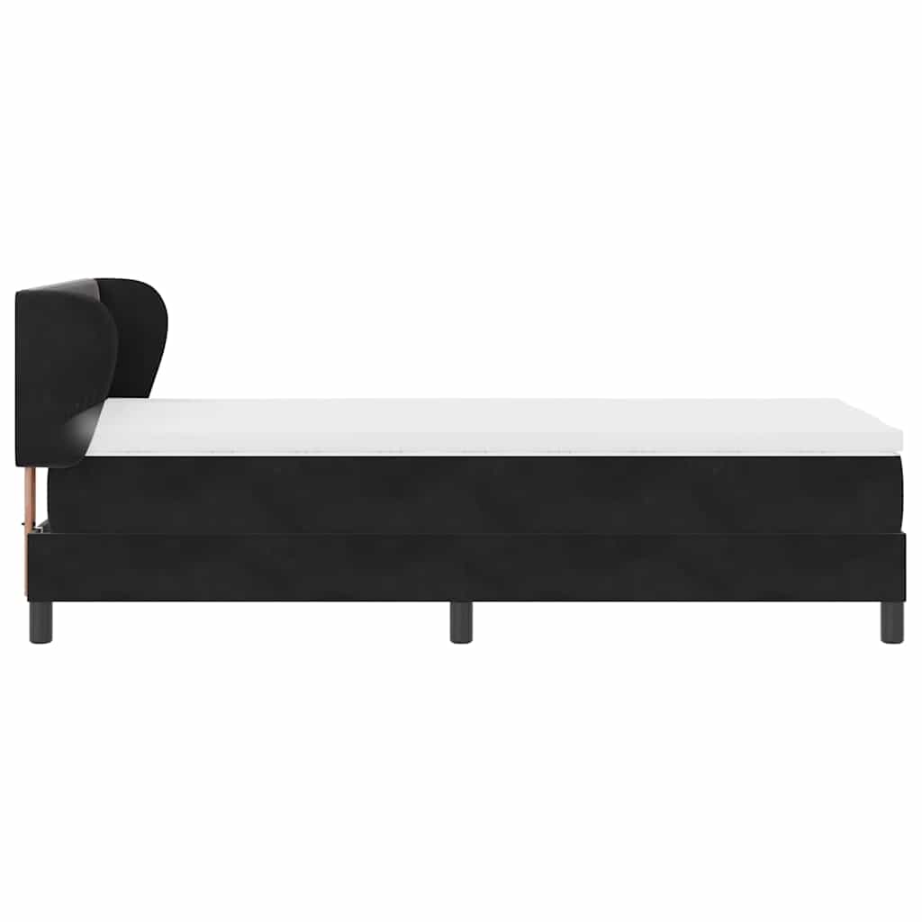 Lit à ressorts avec tête de lit Noir 80 x 200 cm Velours - XIOS