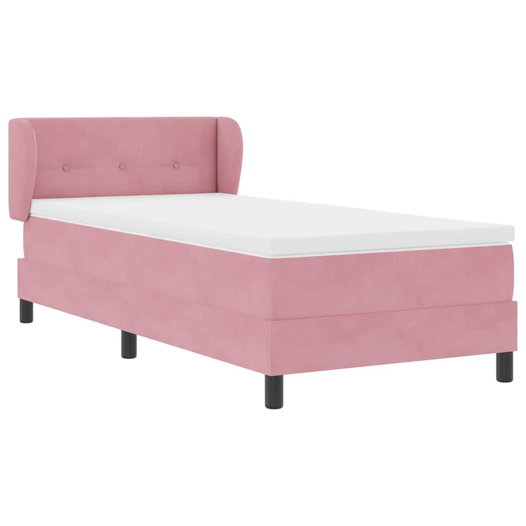 Lit à ressorts avec tête de lit Rose 80 x 200 cm Velours