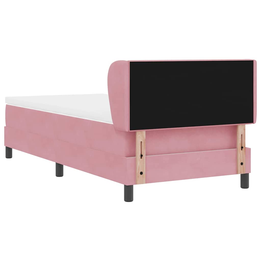 Lit à ressorts avec tête de lit Rose 80 x 200 cm Velours