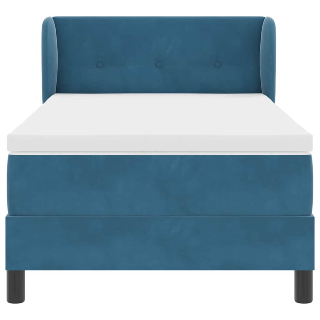 Lit à ressorts avec tête de lit Bleu foncé 90 x 190 cm Velours - XIOS