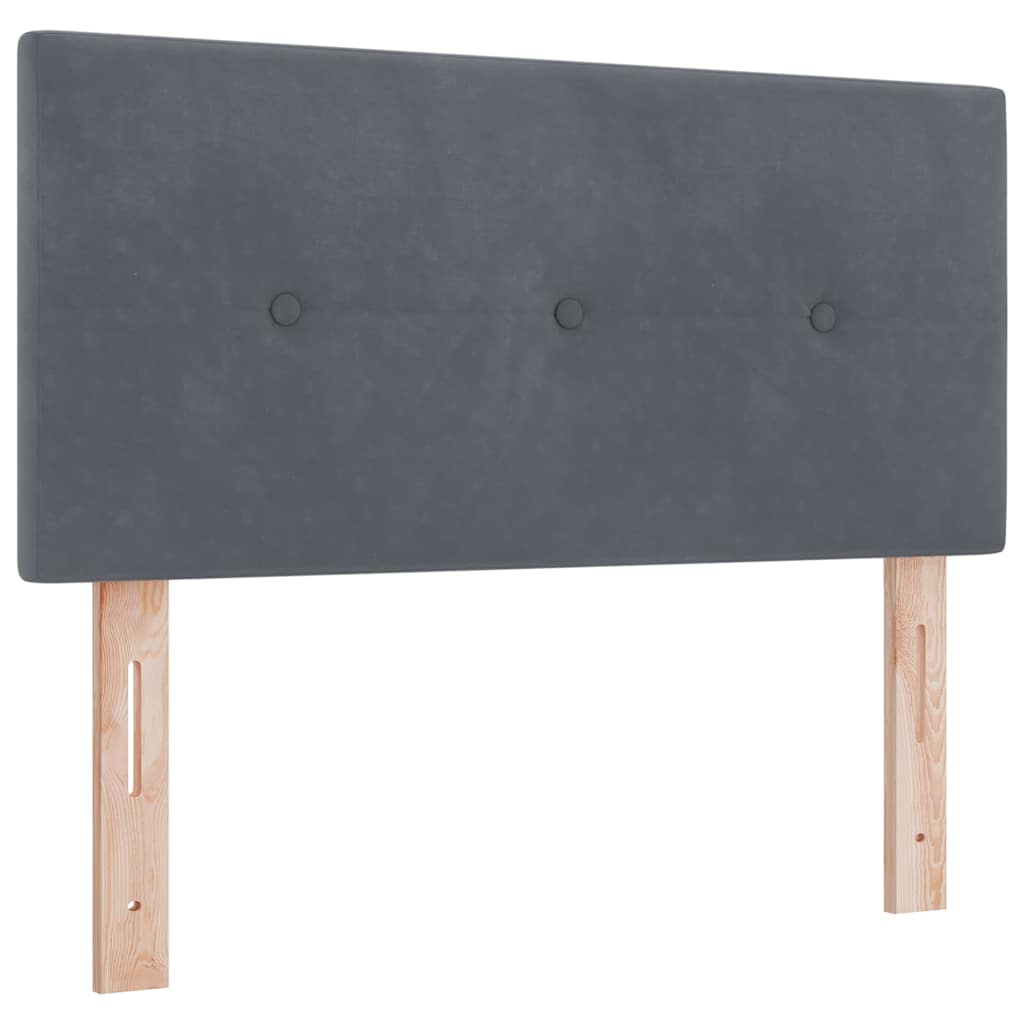 Lit à ressorts avec tête de lit Gris foncé 90 x 200 cm Velours - XIOS