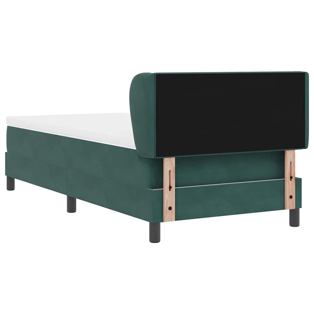 Lit à ressorts avec tête de lit Vert foncé 100 x 200 cm Velours