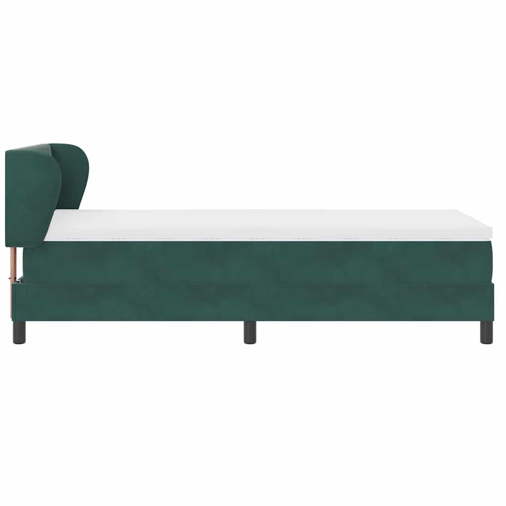 Lit à ressorts avec tête de lit Vert foncé 100 x 200 cm Velours