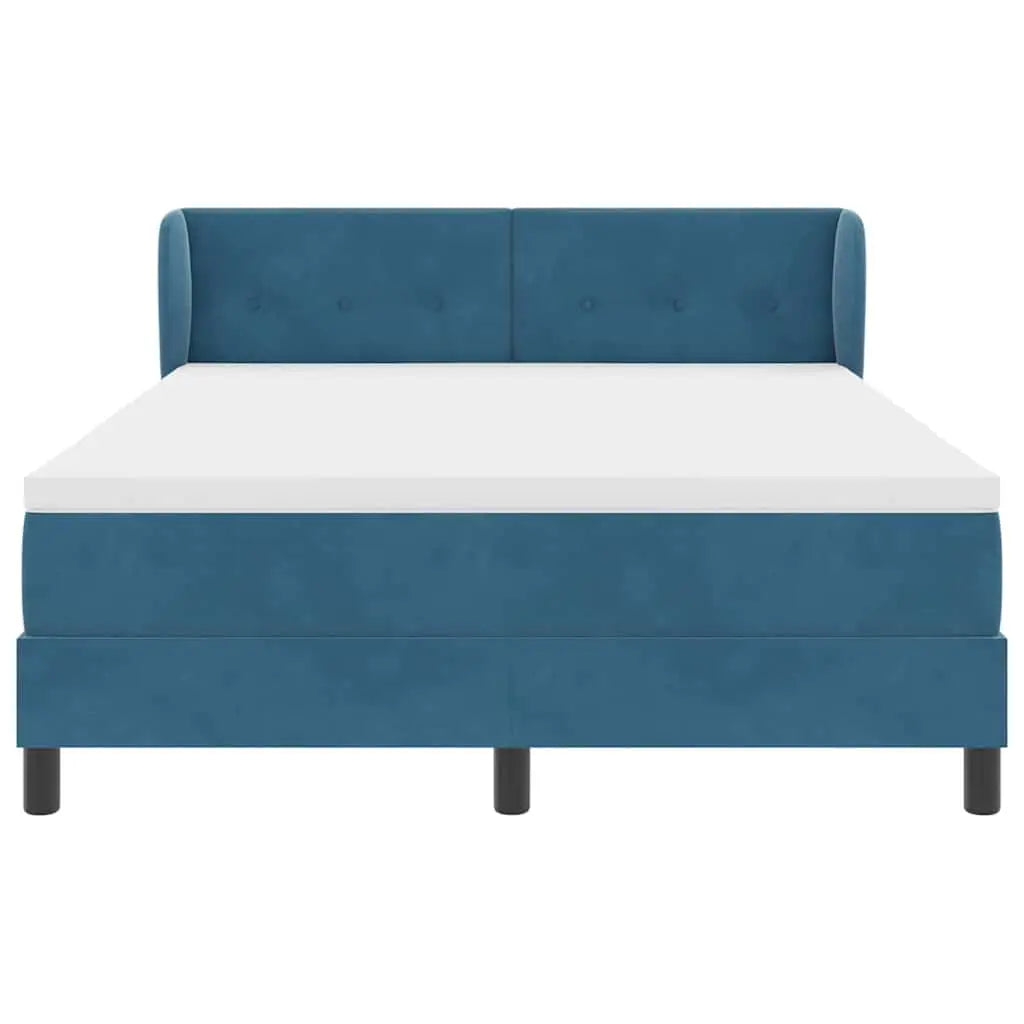 Lit à ressorts avec tête de lit Bleu foncé 140 x 190 cm Velours - XIOS