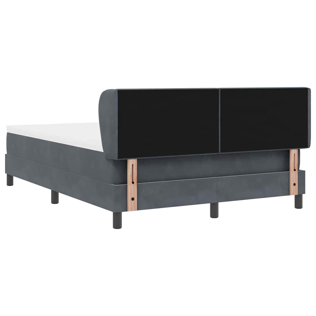 Lit à ressorts avec tête de lit Gris foncé 140 x 200 cm Velours - XIOS