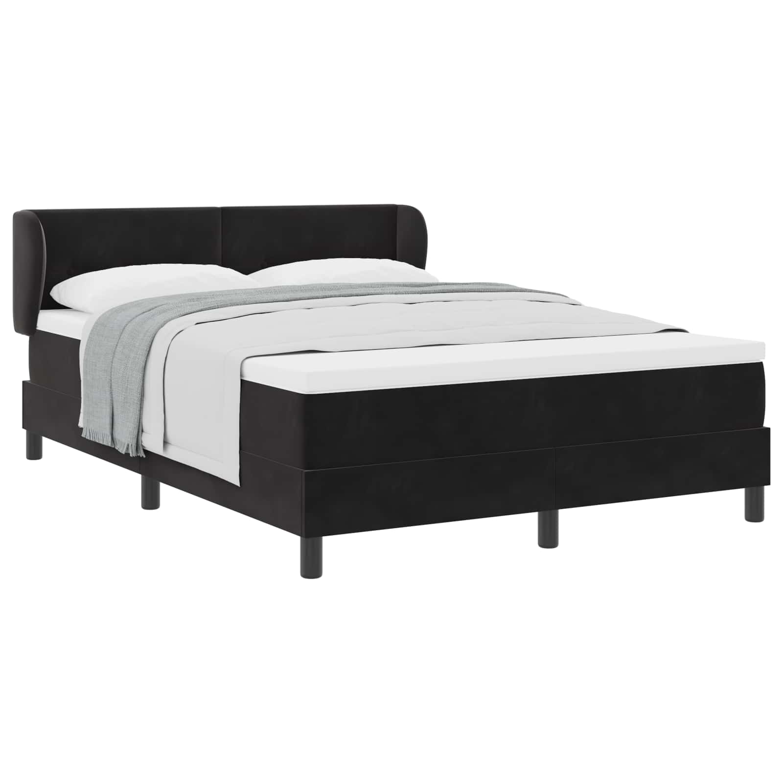 Lit à ressorts avec matelas Noir 140 x 200 cm Velours - XIOS