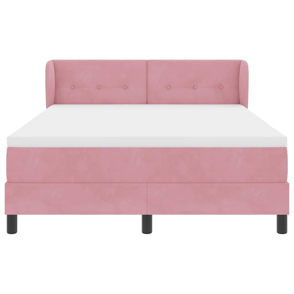 Lit à ressorts avec tête de lit Rose 160 x 200 cm Velours - XIOS
