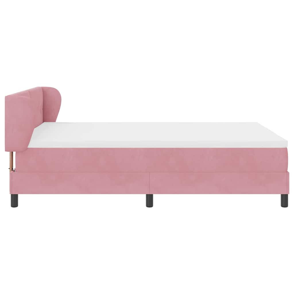 Lit à ressorts avec tête de lit Rose 160 x 200 cm Velours - XIOS