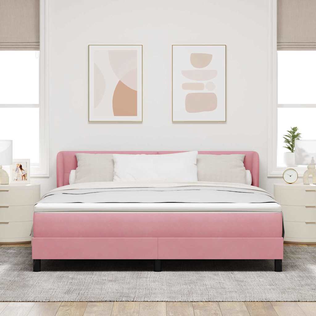 Lit à ressorts avec tête de lit Rose 180 x 200 cm Velours - XIOS