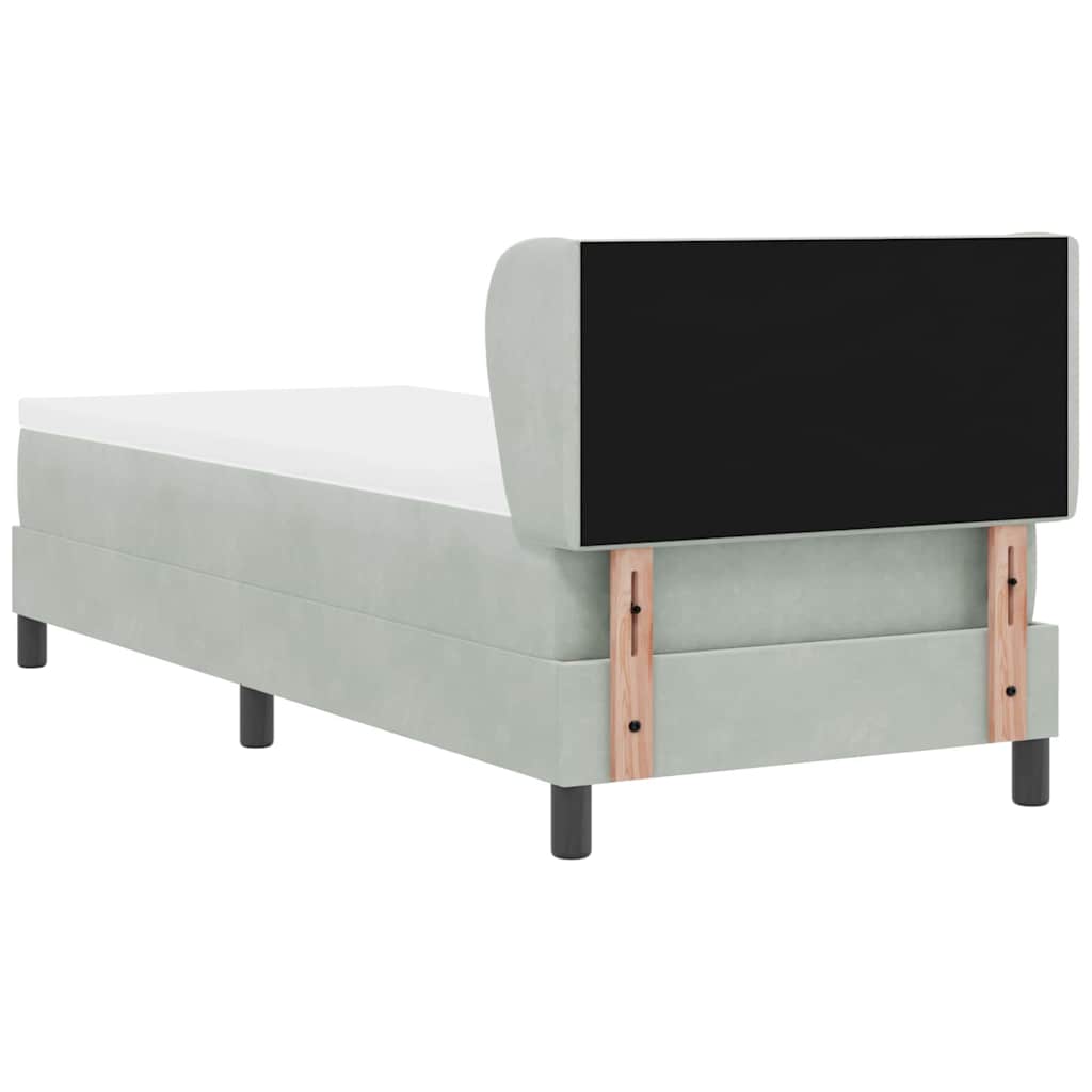 Lit à ressorts avec tête de lit Gris clair 80 x 200 cm Velours - XIOS