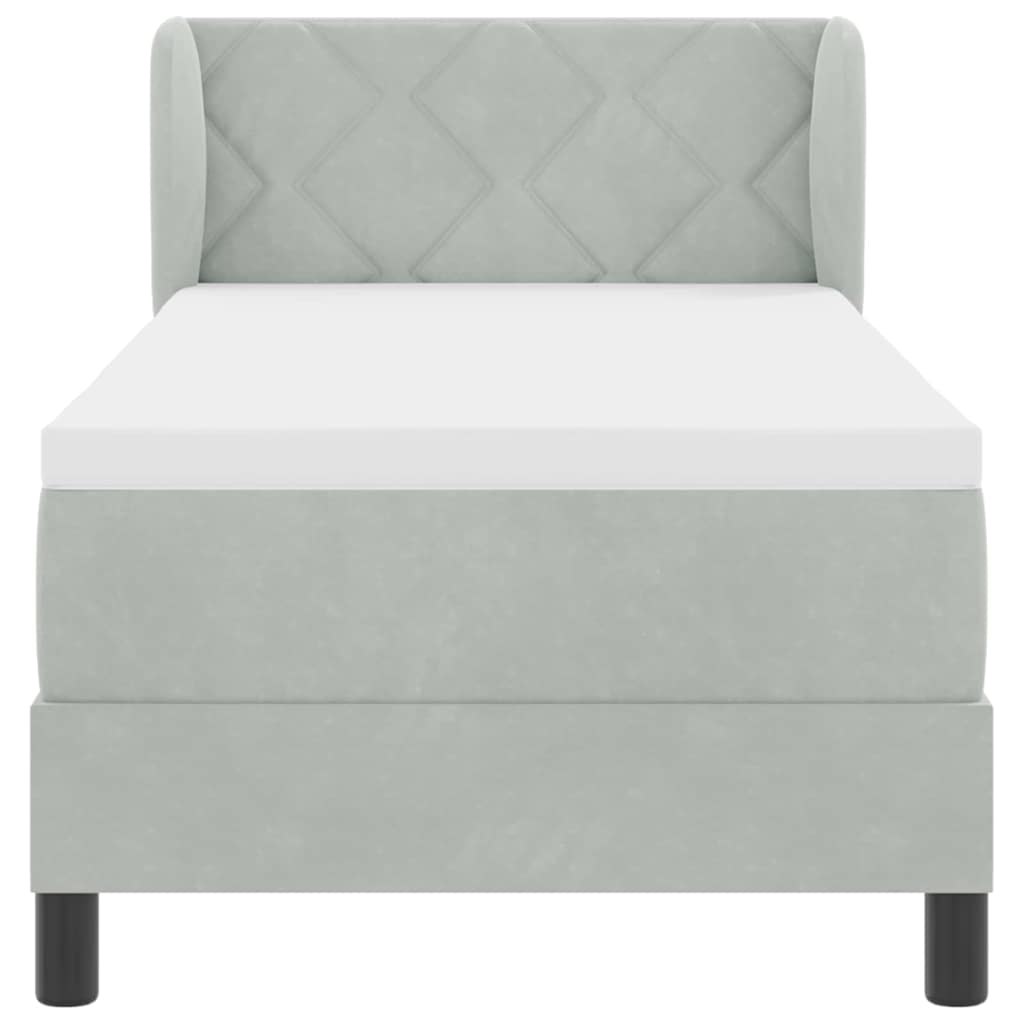 Lit à ressorts avec matelas gris foncé 80x200 cm en velours - XIOS