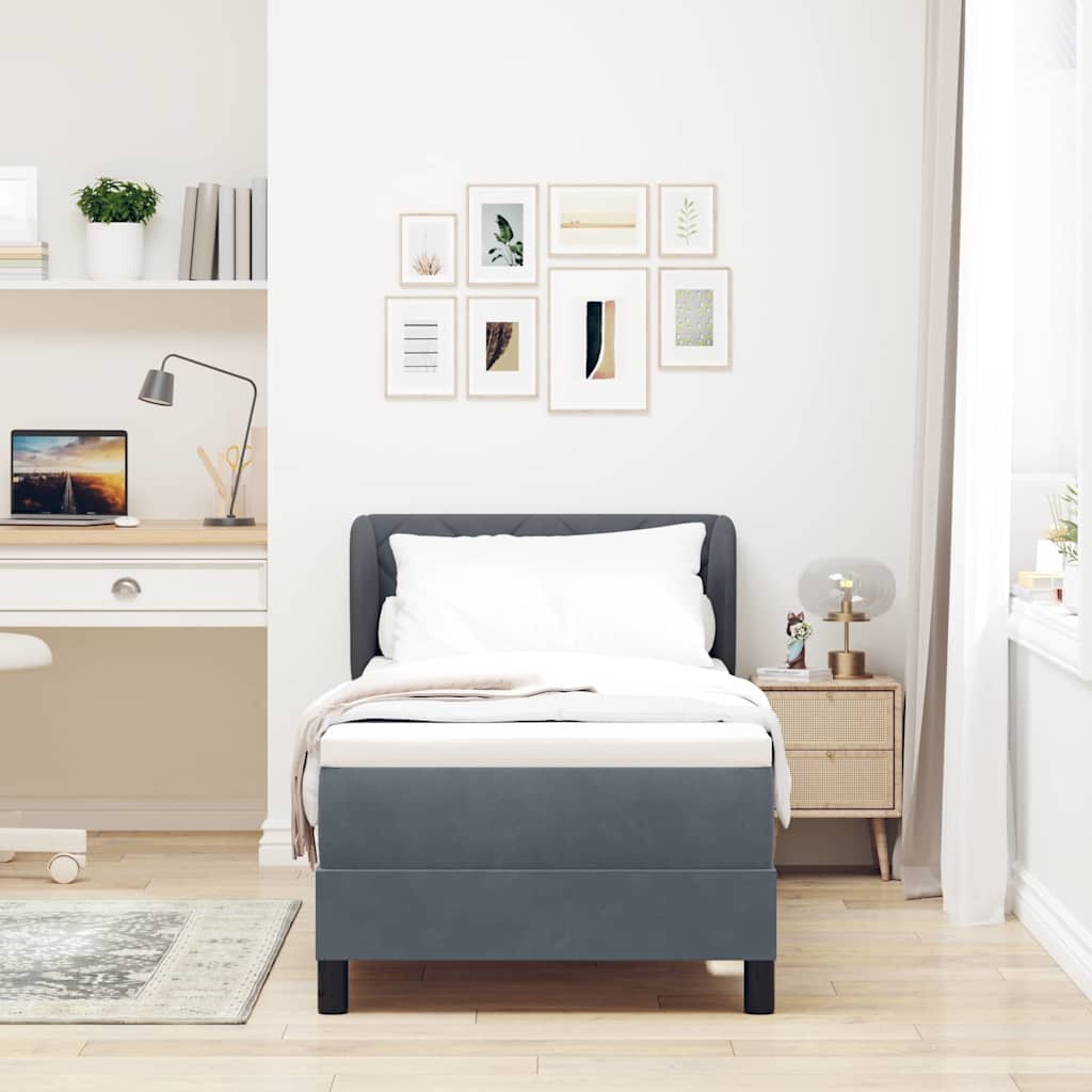 Lit à ressorts avec matelas Gris foncé 80 x 200 cm Velours - XIOS