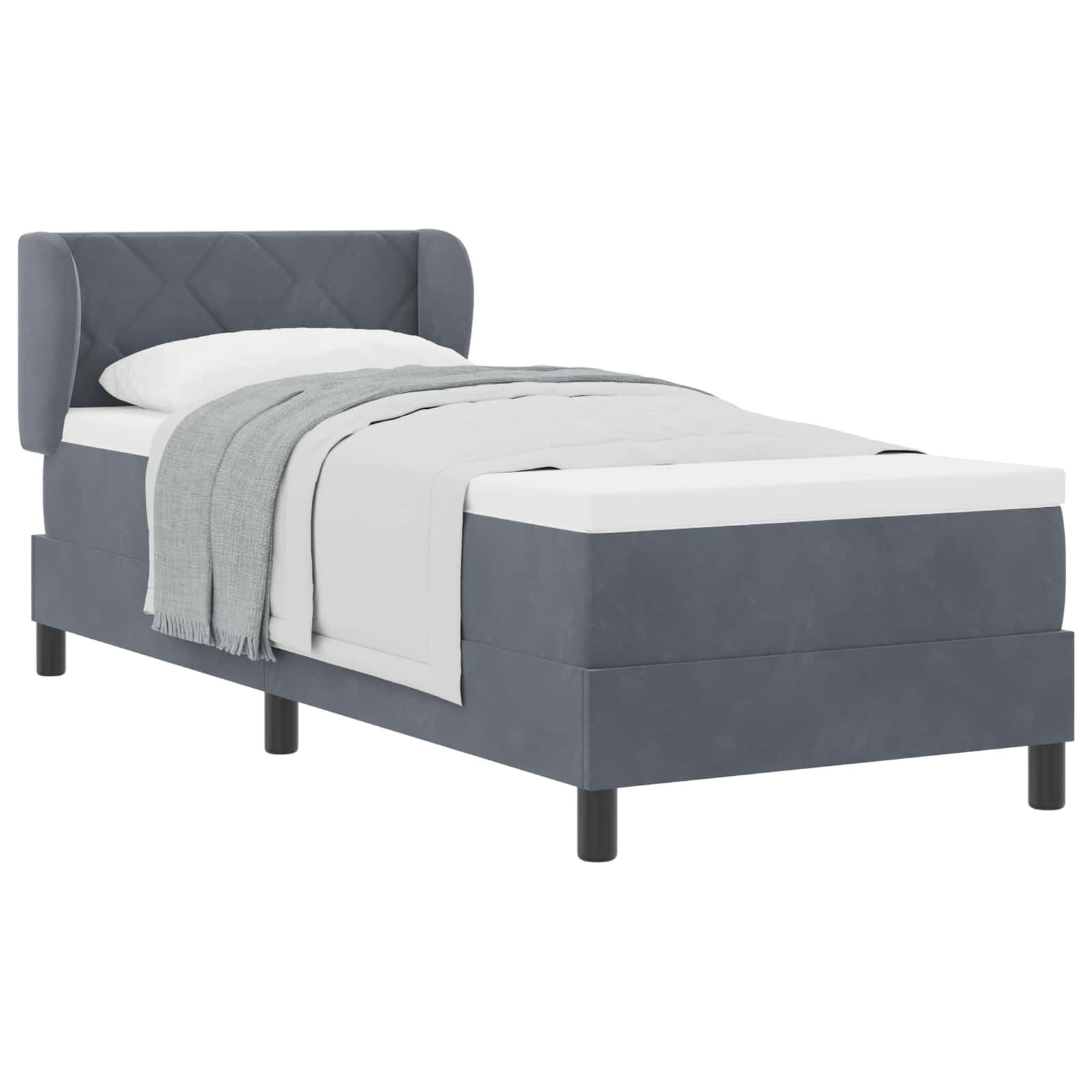 Lit à ressorts avec matelas Gris foncé 80 x 200 cm Velours - XIOS