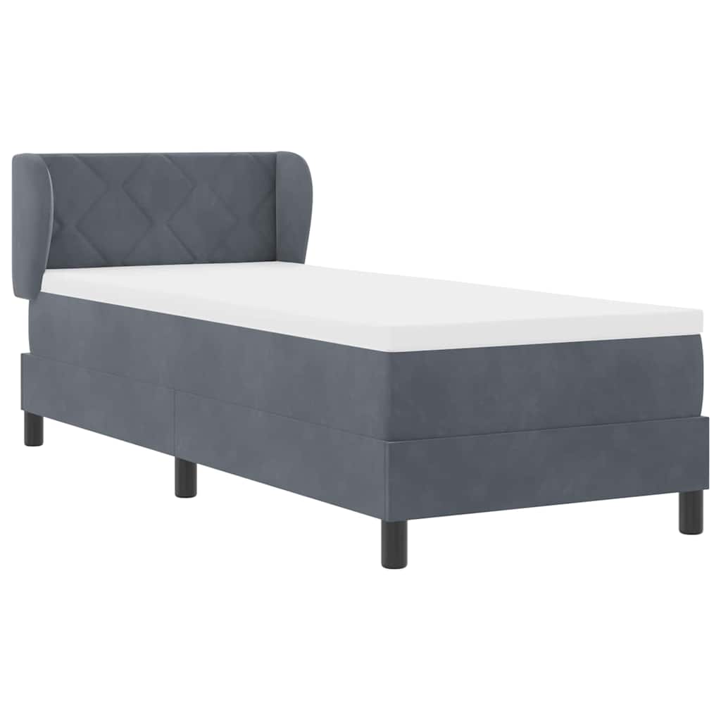 Lit à ressorts avec matelas gris foncé 80x200 cm en velours - XIOS